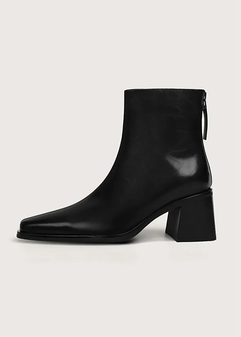Alina Block Heel Genuine Leather Booties