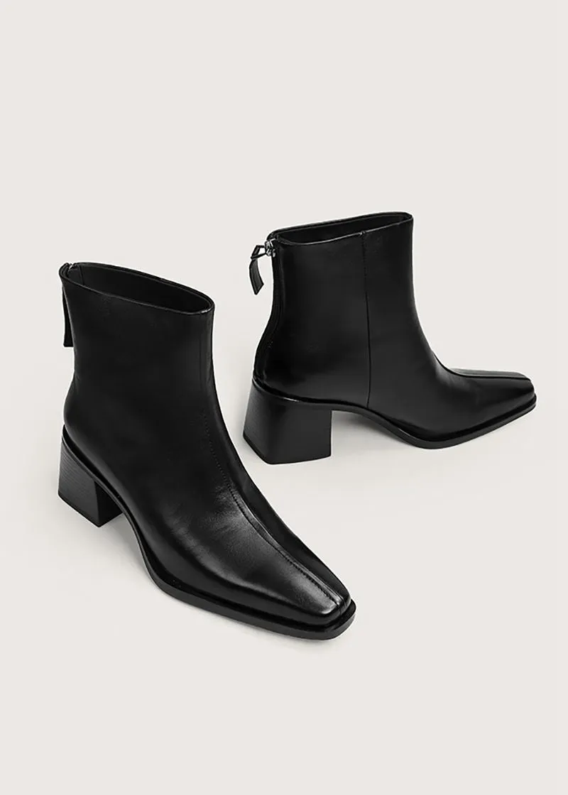 Alina Block Heel Genuine Leather Booties