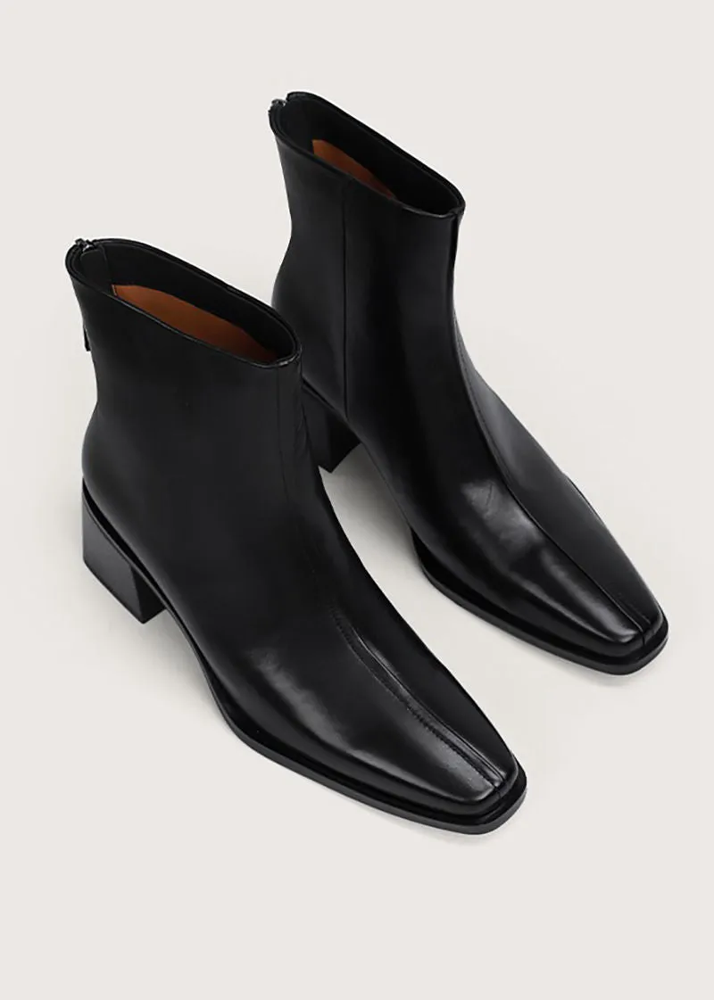 Alina Block Heel Genuine Leather Booties