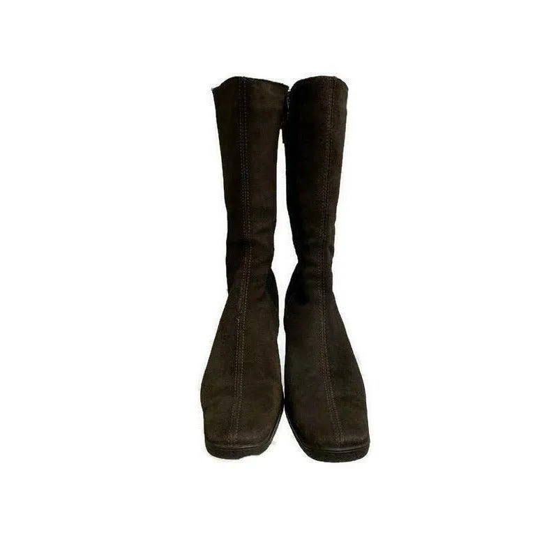 Aquatalia Wedge Suede Weatherproof Boots Side Zip Size 7 Brown