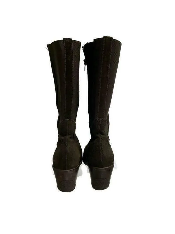 Aquatalia Wedge Suede Weatherproof Boots Side Zip Size 7 Brown
