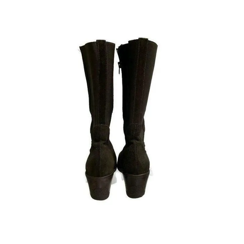 Aquatalia Wedge Suede Weatherproof Boots Side Zip Size 7 Brown