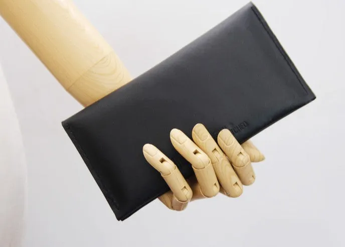 Black LEATHER Womens Bifold Long Wallet Leather Long Wallet FOR Women