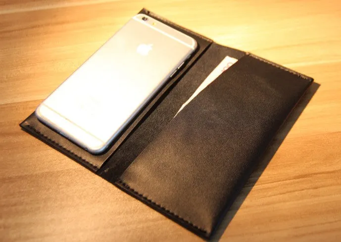 Black LEATHER Womens Bifold Long Wallet Leather Long Wallet FOR Women