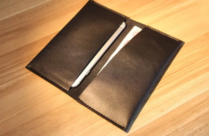 Black LEATHER Womens Bifold Long Wallet Leather Long Wallet FOR Women