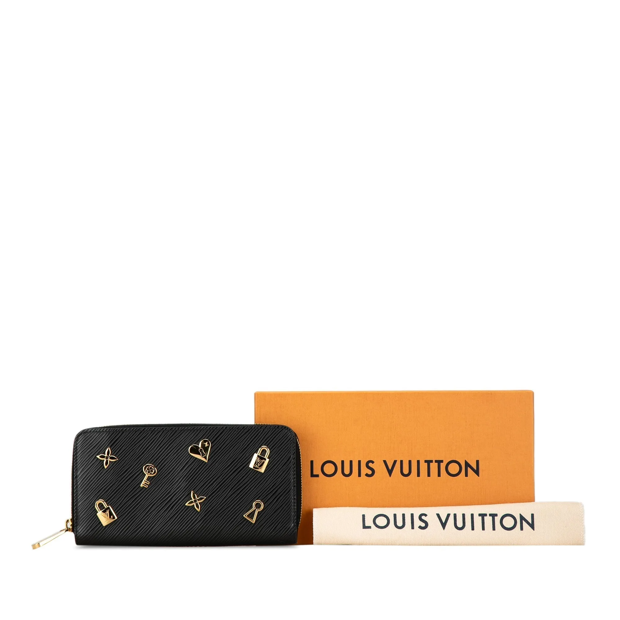 Black Louis Vuitton Epi Love Lock Zippy Long Wallet