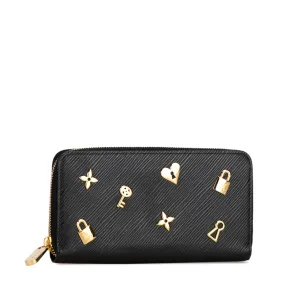 Black Louis Vuitton Epi Love Lock Zippy Long Wallet
