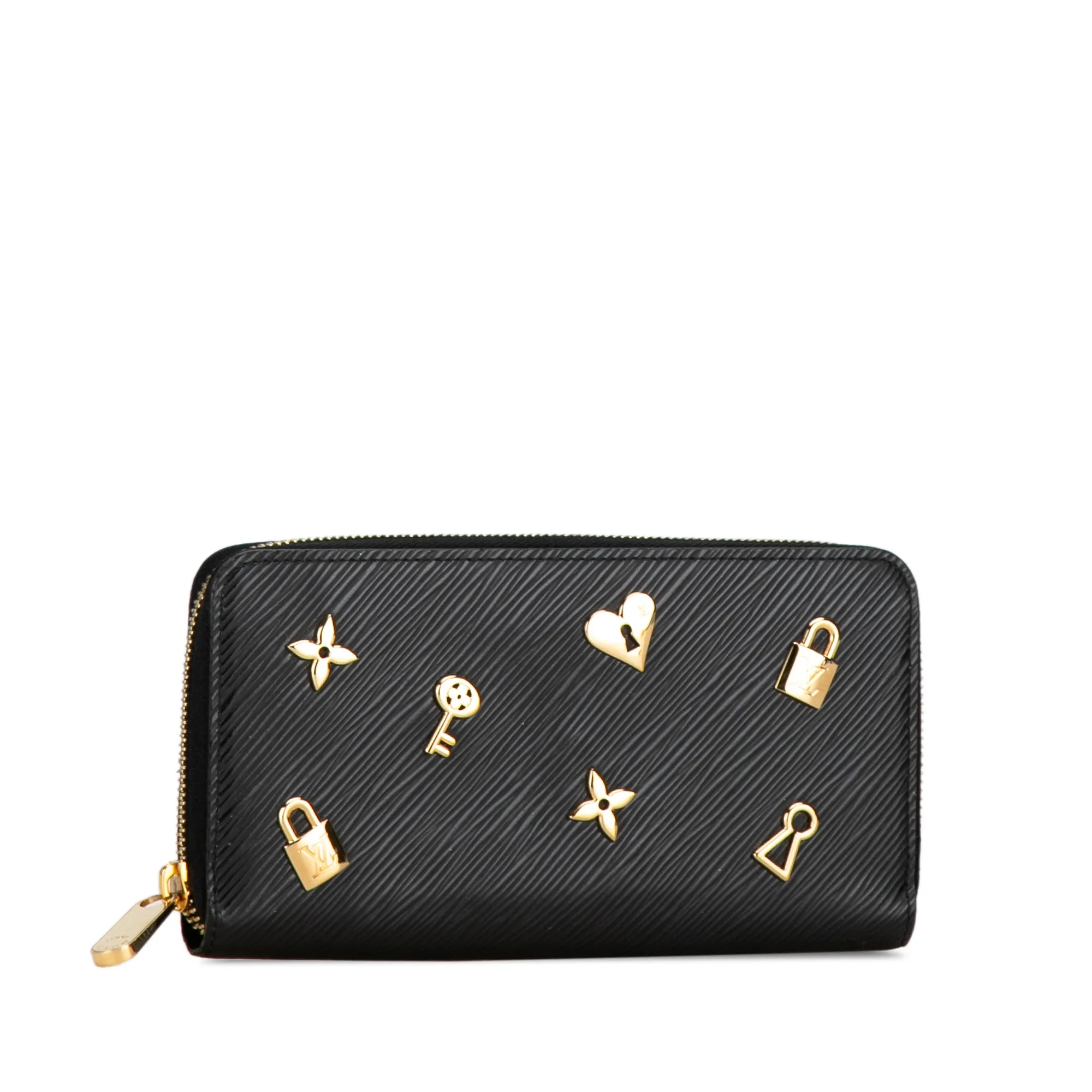 Black Louis Vuitton Epi Love Lock Zippy Long Wallet