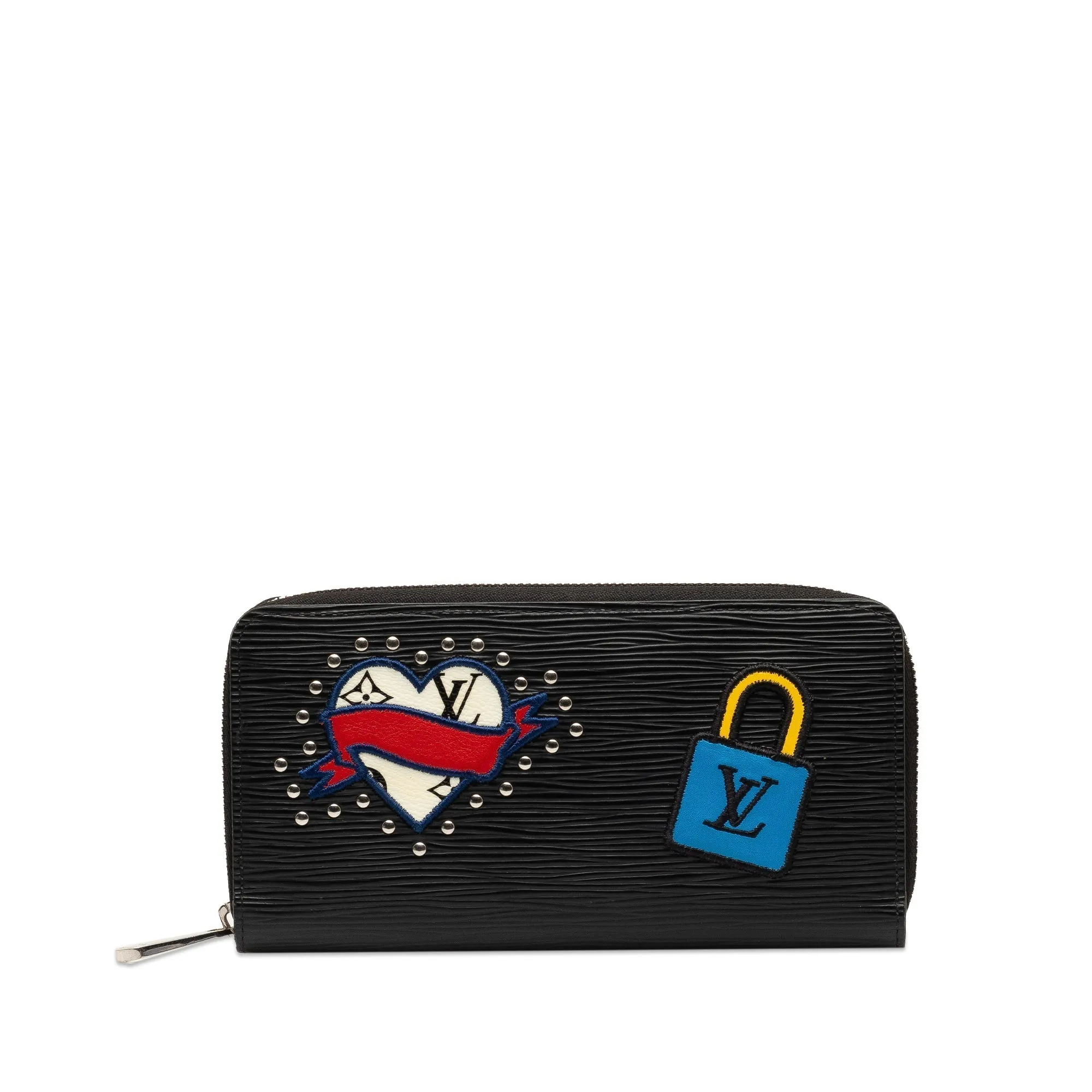 Black Louis Vuitton Epi Patches Zippy Wallet