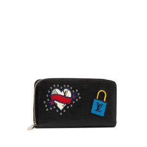 Black Louis Vuitton Epi Patches Zippy Wallet