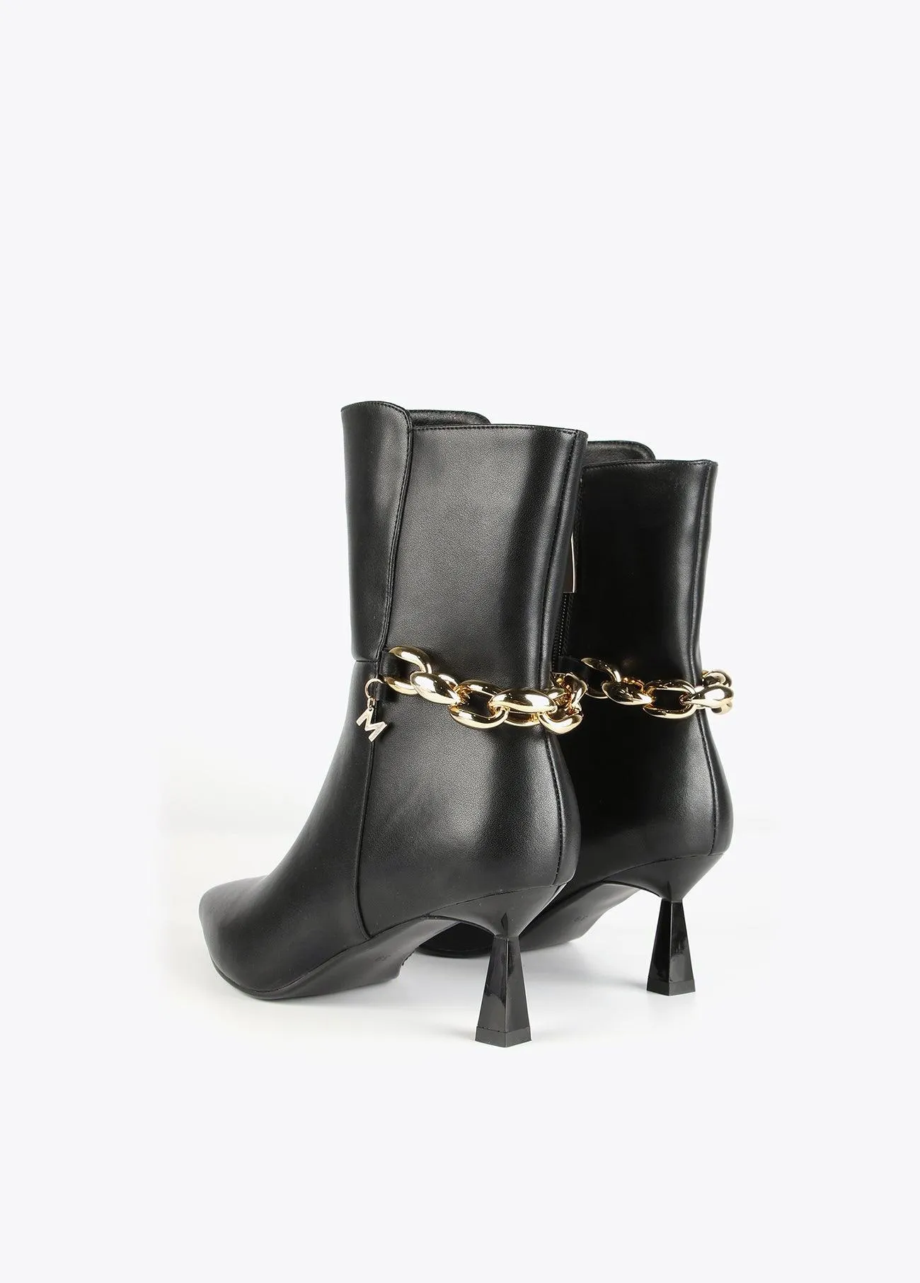 Chain leather ankle boots