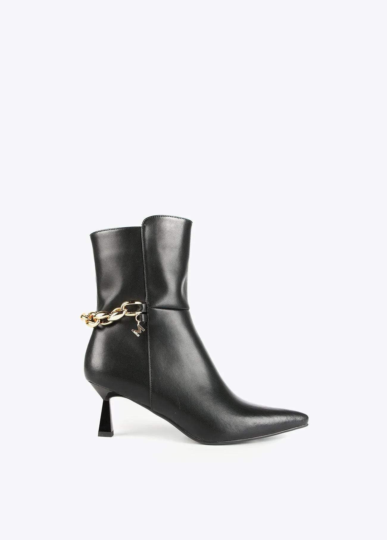 Chain leather ankle boots