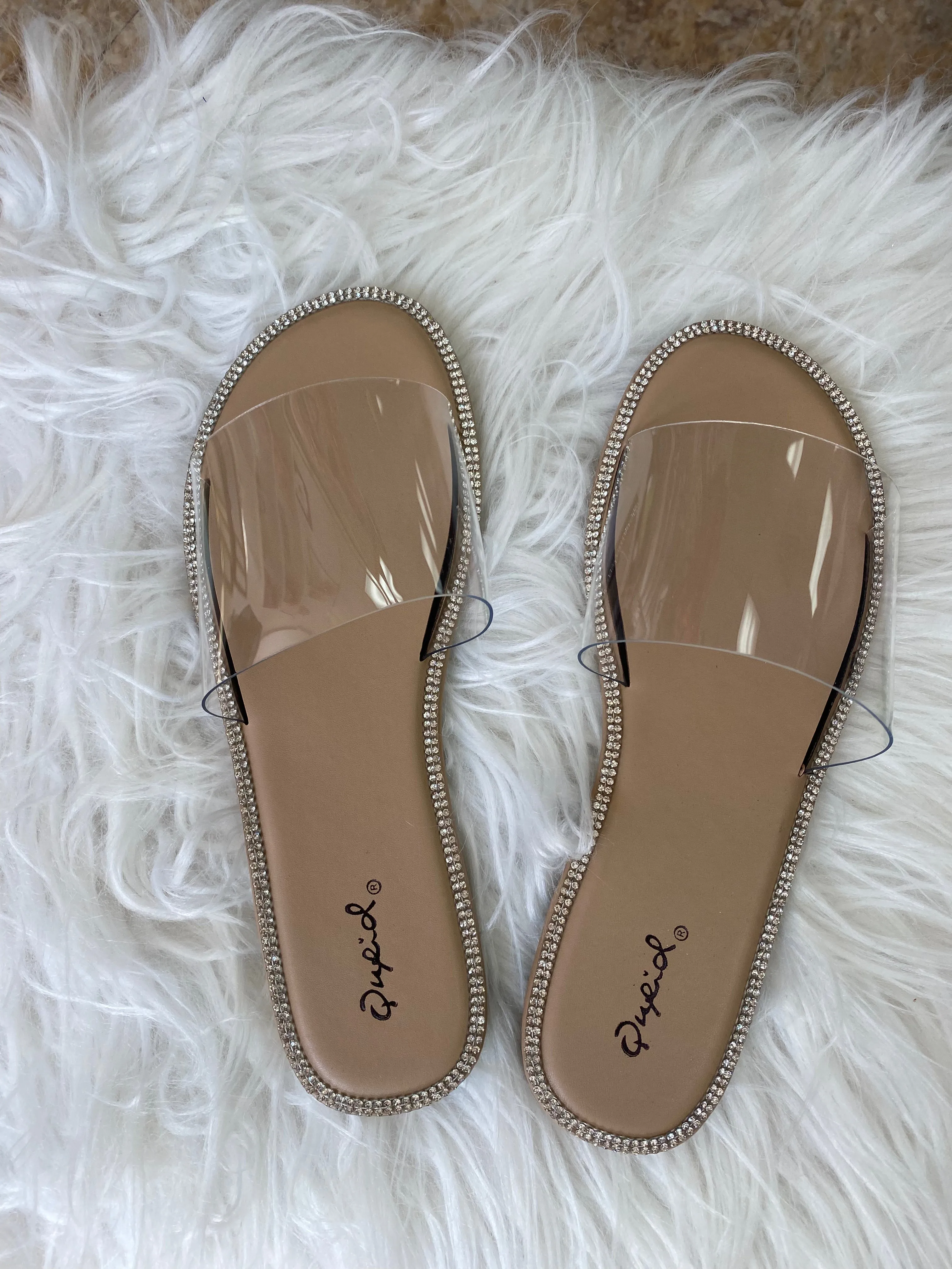 Clear Sandals Rhinestone Trim