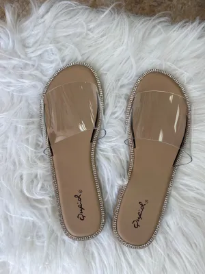 Clear Sandals Rhinestone Trim