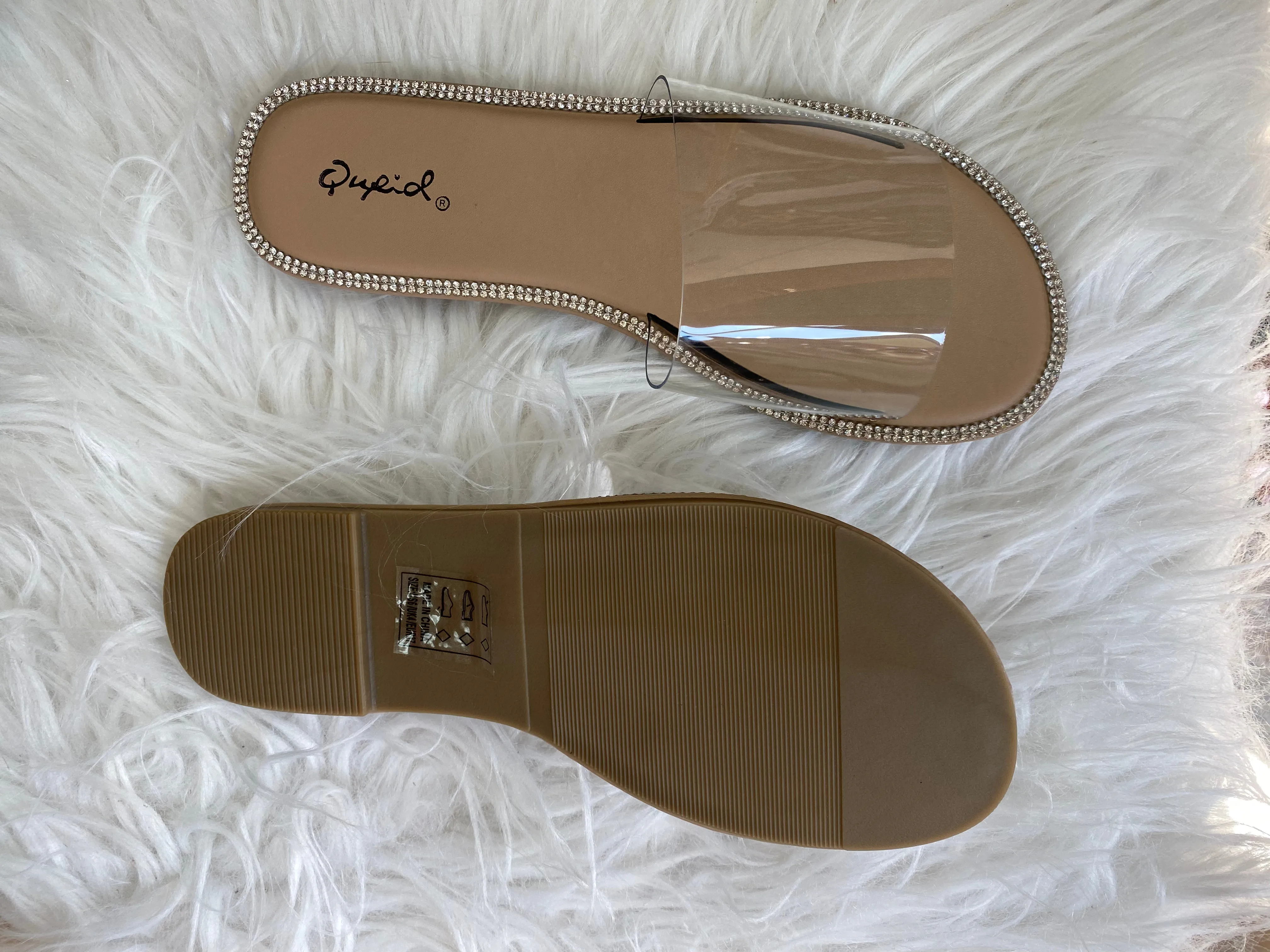 Clear Sandals Rhinestone Trim