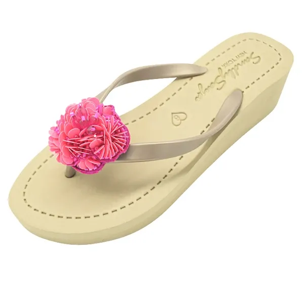 【JP】Noho (Pink Flower) - Women's Mid Wedge -Japan Stock