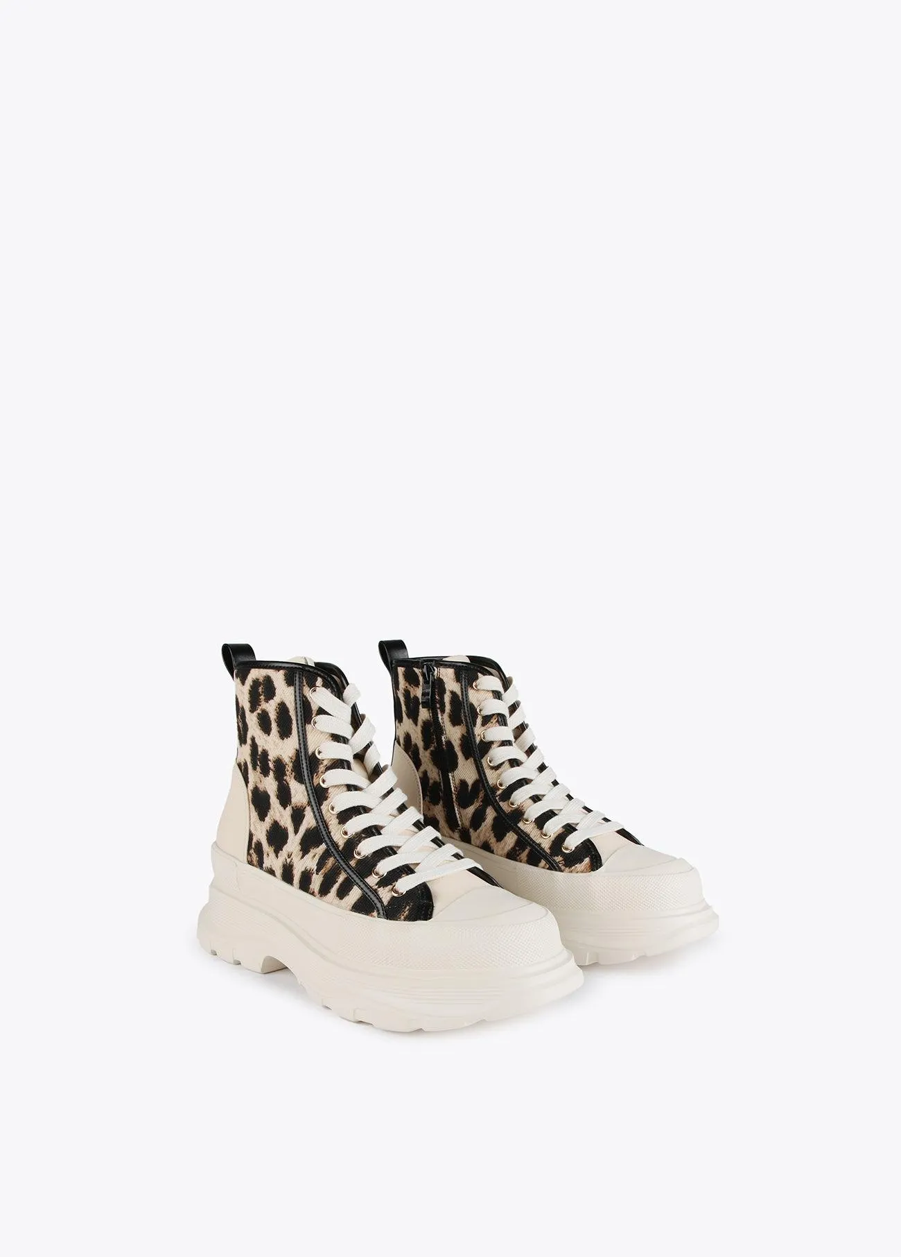 Leopard print platform ankle boots