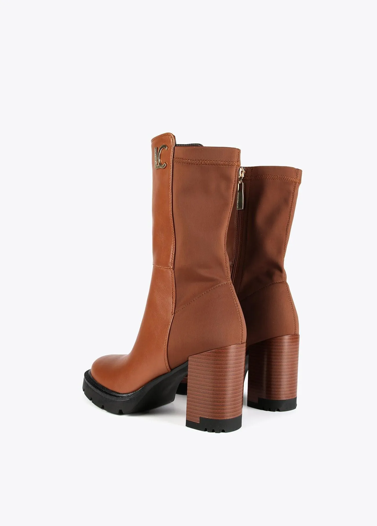 Mid-led ankle boots in two fabrics
