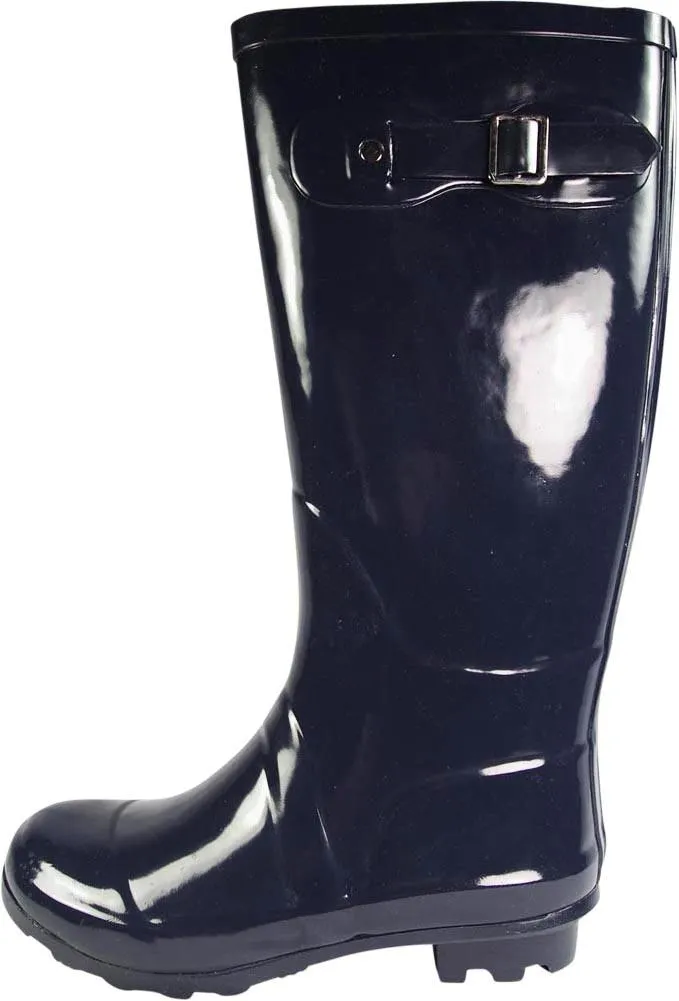 Norty Women's Hurricane Wellie - Glossy Waterproof Hi-Calf Rainboots, 39698